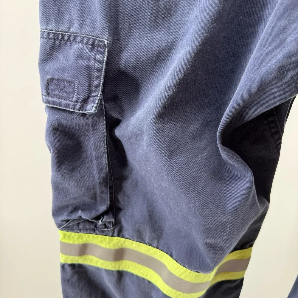Bocomal FR Cargo Work Pants 36X32 Flame Resistant Hi Vis Reflective Utility Navy